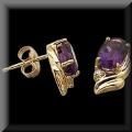 Stunning 14K Gold Framed Amethyst & Diamond Accent Earrings
