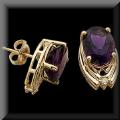 Impressive 14K Large Amethyst & Diamond Pierced Earrings