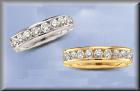 Diamond Channel Wedding or Anniversary Bands Yellow or White 14K Gold