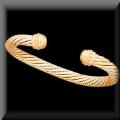 Sterling Silver and 14K Yellow Gold Cable Bangle Bracelet