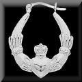 white gold claddagh hoop earrings