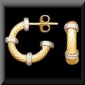 Two tone post style hoop earring