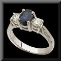 Classic Genuine Blue Sapphire and Diamond Platinum Ring