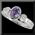 Bezel Set Platinum, Diamond and Tanzanite Ring