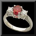 Classic Genuine Ruby and Diamond Platinum Ring