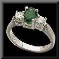 Classic Genuine Emerald and Diamond Platinum Ring