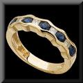 Stunning Blue Sapphire and Princess Cut Diamond Band 1/3ctw