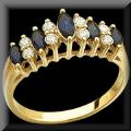 Marquise Cut Genuine Blue Sapphire and Diamond Ladies Ring or Band