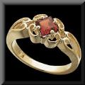 Romantic Genuine Garnet Ring with Square Cut Gemstone 14K