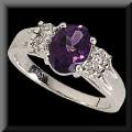 Classic Oval Amethyst and Diamond Ring 14K White Gold