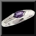 Horizontal Set Genuine Marquise Amethyst Ring 14K White Gold