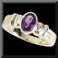 Smooth Bezel Set Genuine Oval Amethyst Ring 14K Two Tone