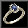 Princess Style Genuine Blue Sapphire and Diamond Ring 14K White Gold