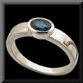 Sleek Horizontal Bezel Set Genuine Royal Blue Sapphire Ring 14K White
