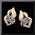 Lovely 14K Gold Framed Genuine Tanzanite Stud Style Earrings