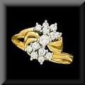 Modern Ladies Diamond Cluster Ring in 14K Gold