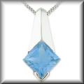 Contemporary Princess Cut Gemstone Pendant  14K White or Yellow Gold