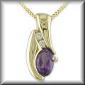 Striking Genuine Gemstone and Diamond Pendant 14K White or Yellow Gold