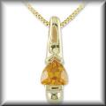 Modern Trillion Cut Genuine Gemstone Pendant 14K White or Yellow Gold