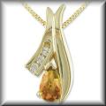 Charming Genuine Pear Shape Checkerboard Cut Gemstone Pendant 14K Gold