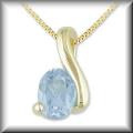 Swirl Style Genuine Oval Gemstone Pendant in 14K Yellow or White
