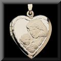 Mother with Child 14K Yellow Gold Heart Shaped Locket